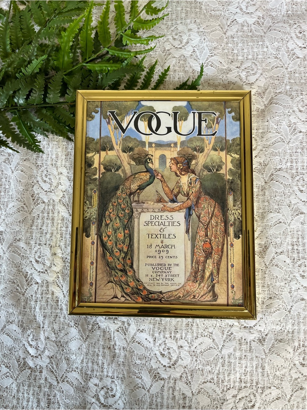 Vintage Solid Brass Framed Art Deco Vogue Decor 8x10
